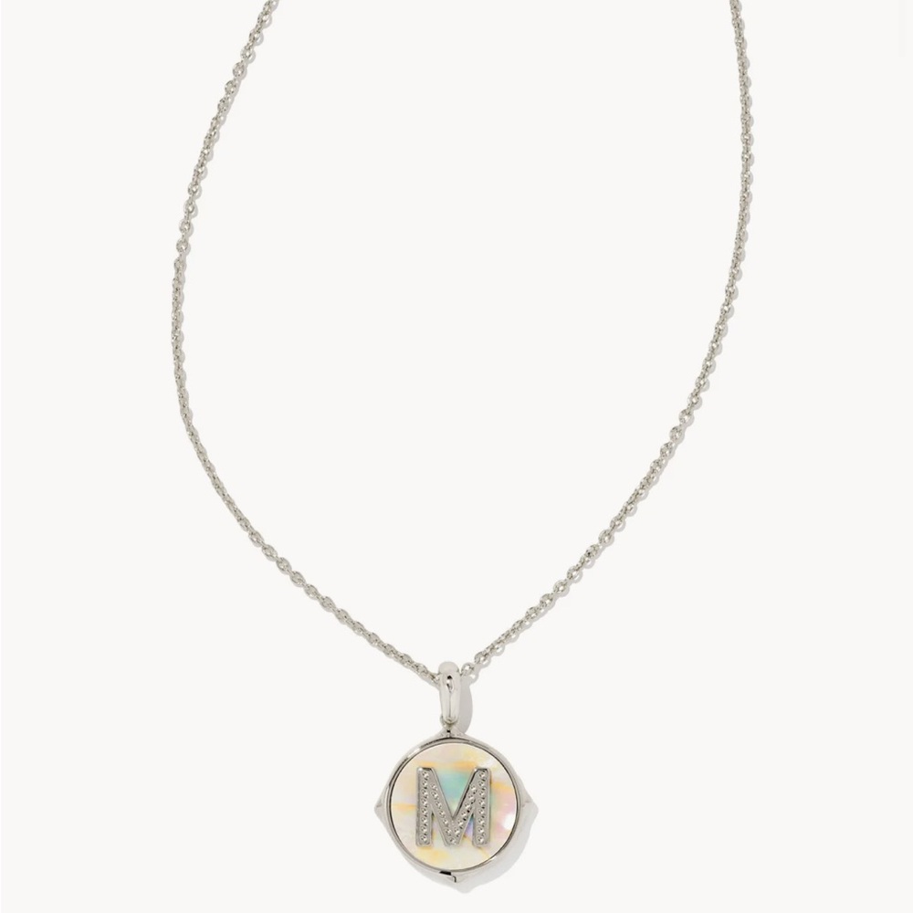 Silver Pendant Necklace with Initial 'M'